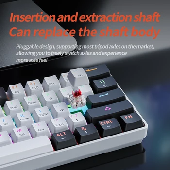 MUCAI MK61 USB Gaming Mechanical Keyboard Red Switch RGB Backlit Hot Swappable 61 Keys Wired Detachable Cable 2