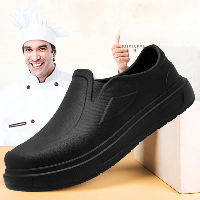 Men's Chef Shoes Anti Slip Oil Resistant Dirt Resistant Work Shoes Quick Drying Thick Soled Rain Shoes Large Size Breath Clogs