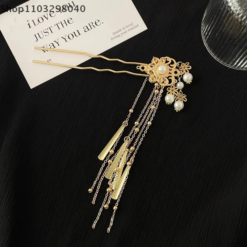 Vintage Braut-Haarnadel und florale Quasten-Haargabeln; Von Hanfu-Tradition inspirierter Damen-Kopfschmuck. – Detail 7