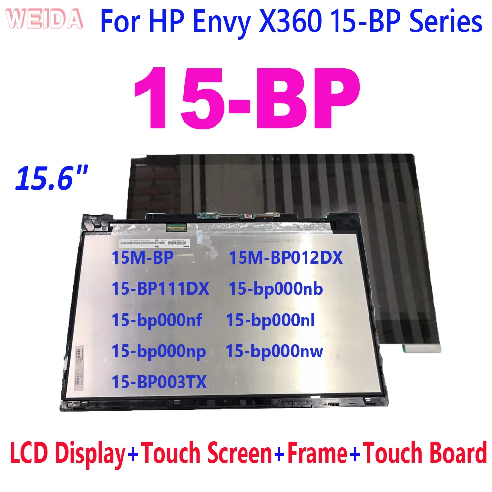 Lcd Da 15.6 "Per Hp Envy X360 15-Bp Lcd Hp 15-Bp Series 15 Bp Display Lcd Touch Screen Assembly Sostituzione Con Cornice Touch Board