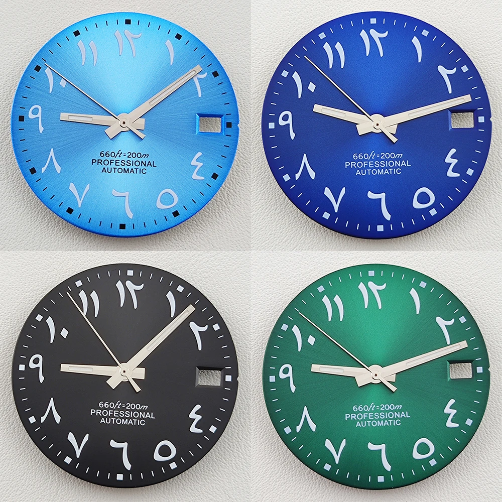 

28.5mm NH35 dial Watch dial Arabic dial Ice blue Luminous dial Suitable for NH35 nh36 movement watch accessories