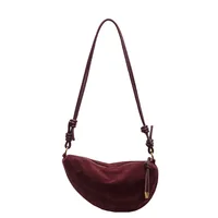 Faux Suede Super Popular Niche Suede Shoulder Bag for Women 2025 Hot Sale Single Crossbody Bags Underarm Dumpling Sweet Bags - Image 6