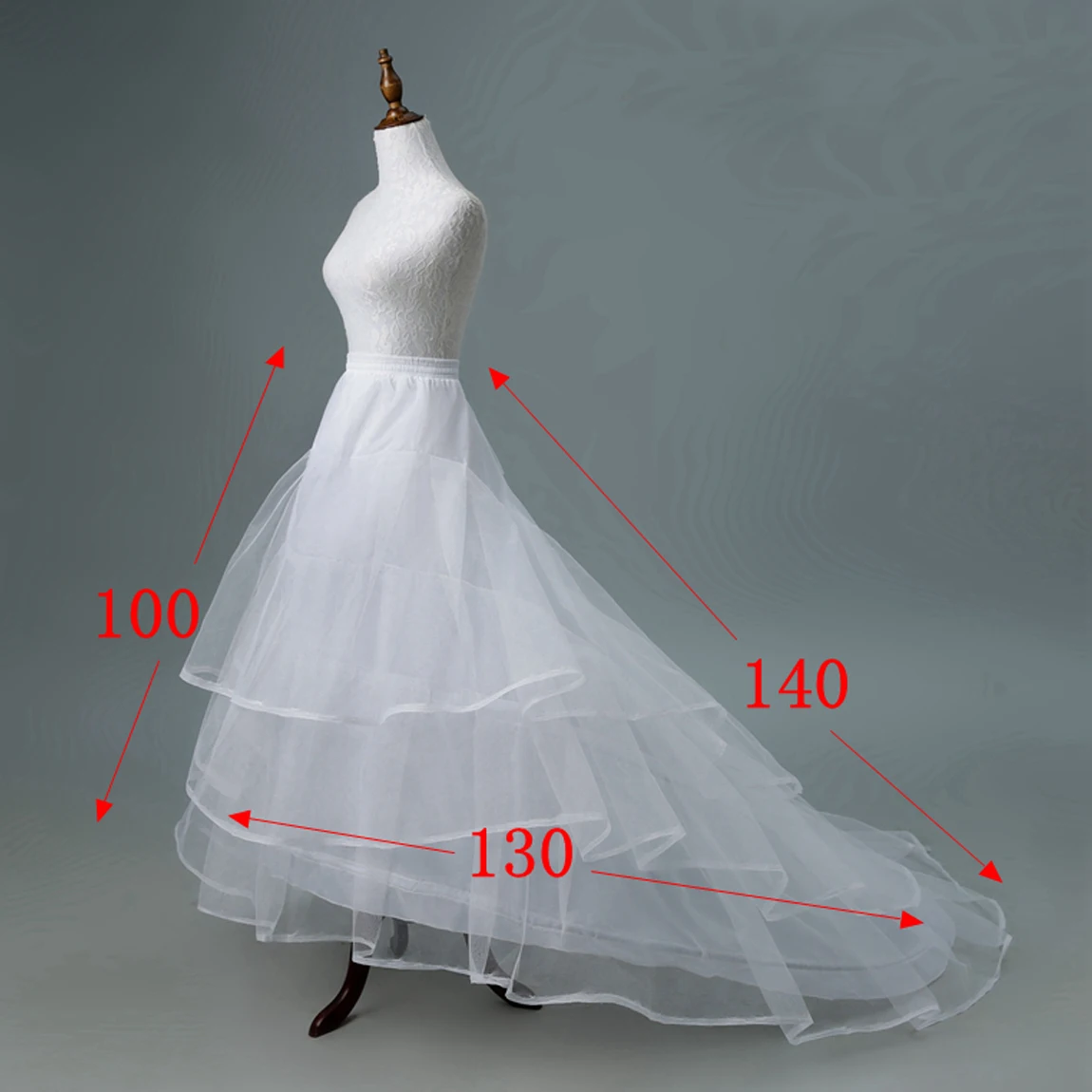 Chic White Long Petticoat In Stock Real Image Crinoline Tulle Elastic Ball Gown Underskirt Wedding Accessories