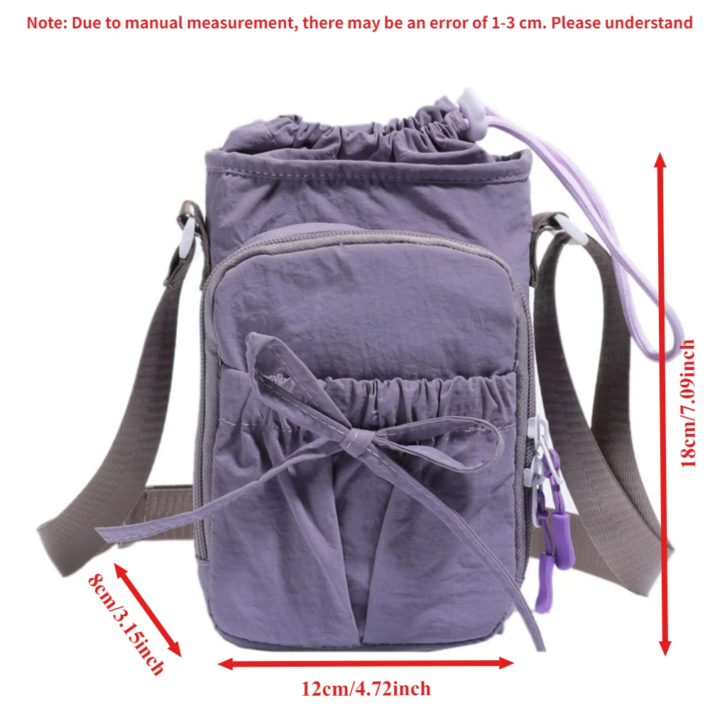 Lightweight Women's Crossbody Bag with Water Bottle Holder and Knot Design for Outdoor Sports and Travel