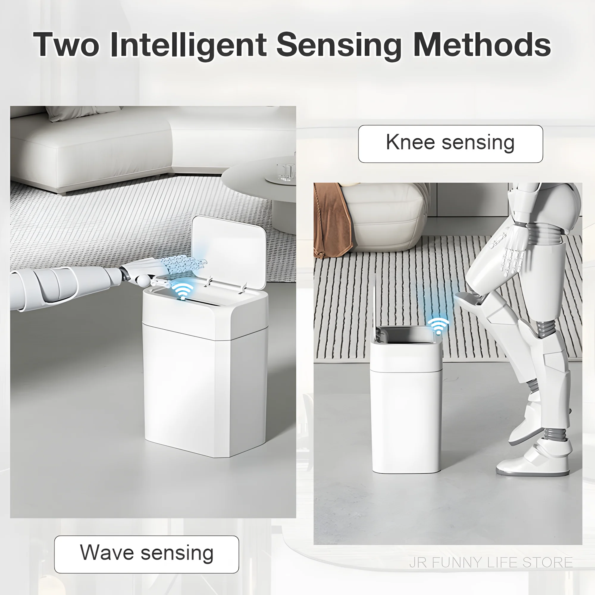 سلة مهملات هادئة وموفرة للمساحة - سعة 3/5 لتر، سلة...
