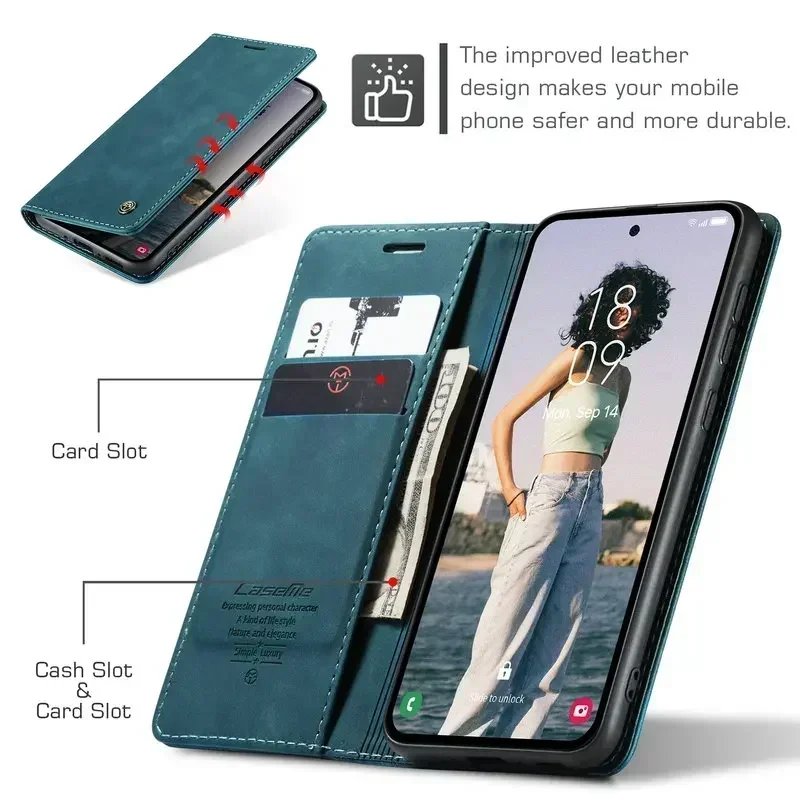 Elegant Leather Magnetic Case with Card Pouch