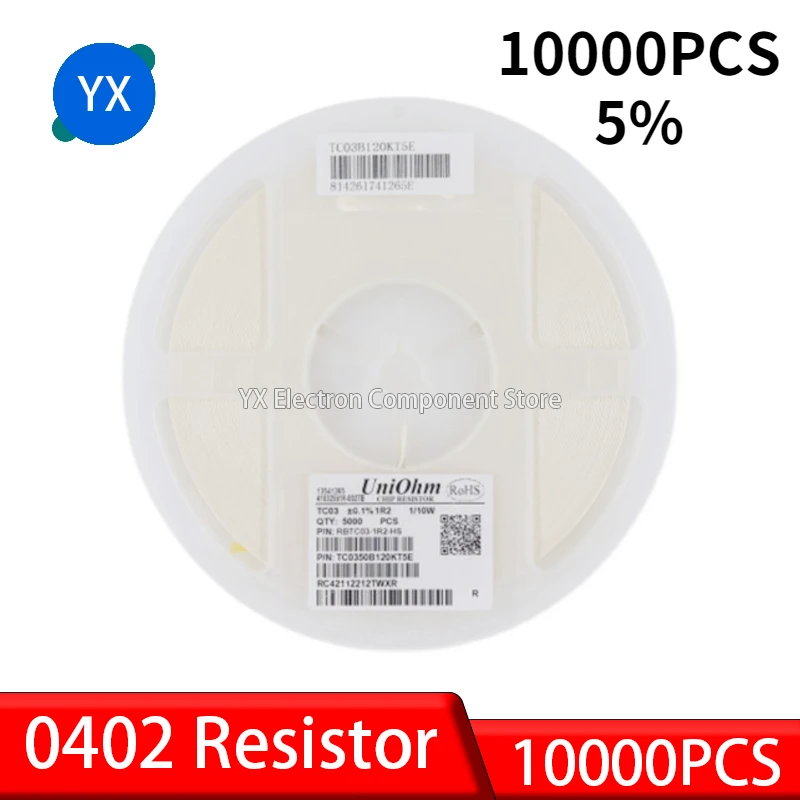 10000pcs 0402 smd chip resistor resistors 0R-10M 1/16W 5% 2.2 3.3 3.6 4.7R 22R 33R 39R 360R 3K9 36K 360K 0R 10R 100R 1K 10K 100K 10000pcs full reel 0402 5% smd chip resistor 0r 10m resistors 0 1 10 100 150 220 330 470 ohm 1r 10r 100r 1k 2 2k 10k 100k 1m