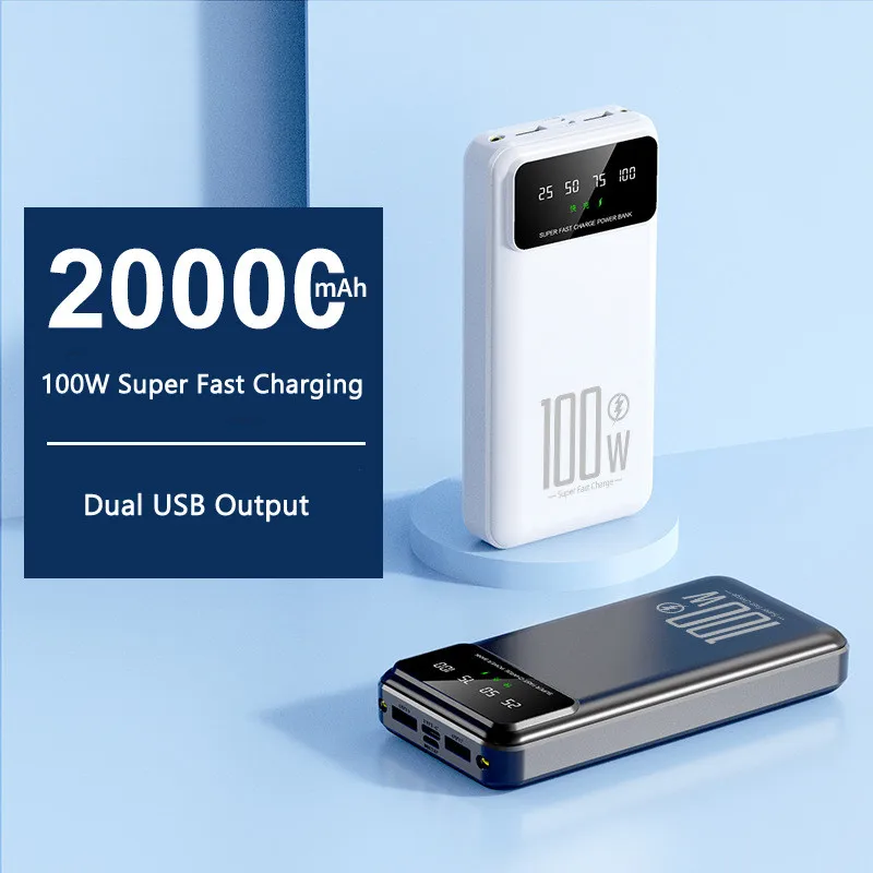 Caricabatterie Portatile 20000Mah Power Bank 100W Carica Super Veloce Batteria Di Backup Per Telefono Cellulare Bateria Per Iphone Huawei Samsung