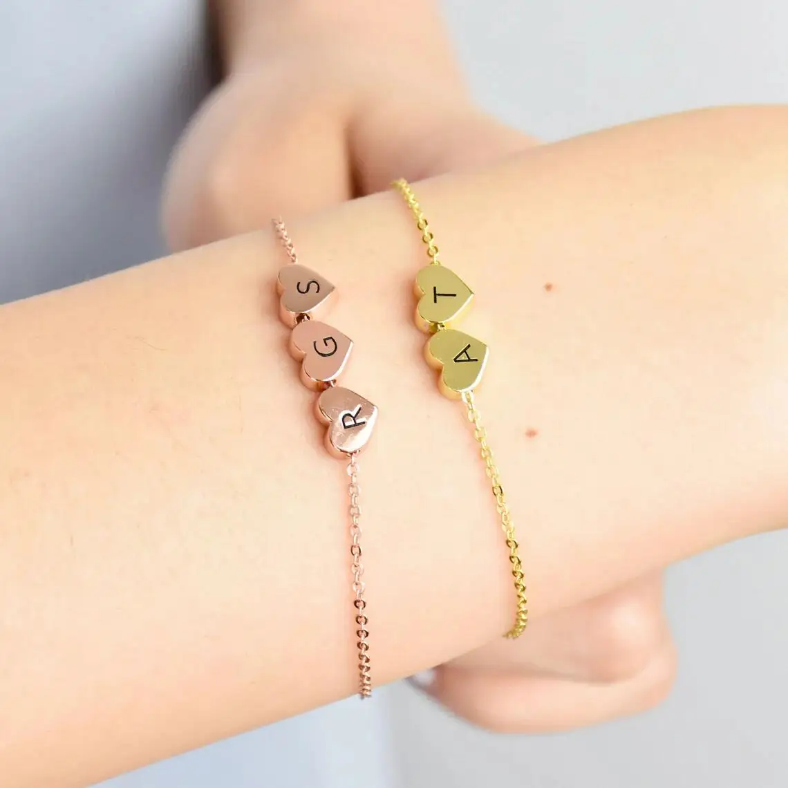 

Custom Engraved Tiny Heart Initial Charm Stainless Steel Pendant Bracelet Personalization Bangle Gift for Woman Jewelry