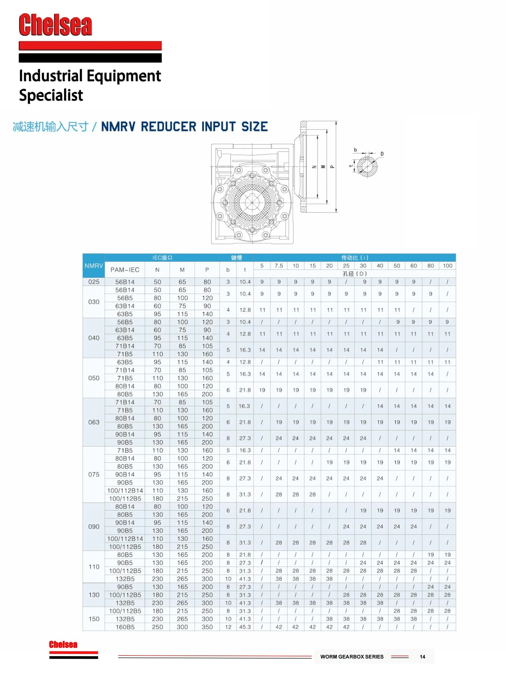 첼시 NMRV 63 웜 기어박스 웜 기어 감속기 입력 14/19/22/24mm 출력 25mm 비율 5:1/100:1 웜 기어 9-4 구리