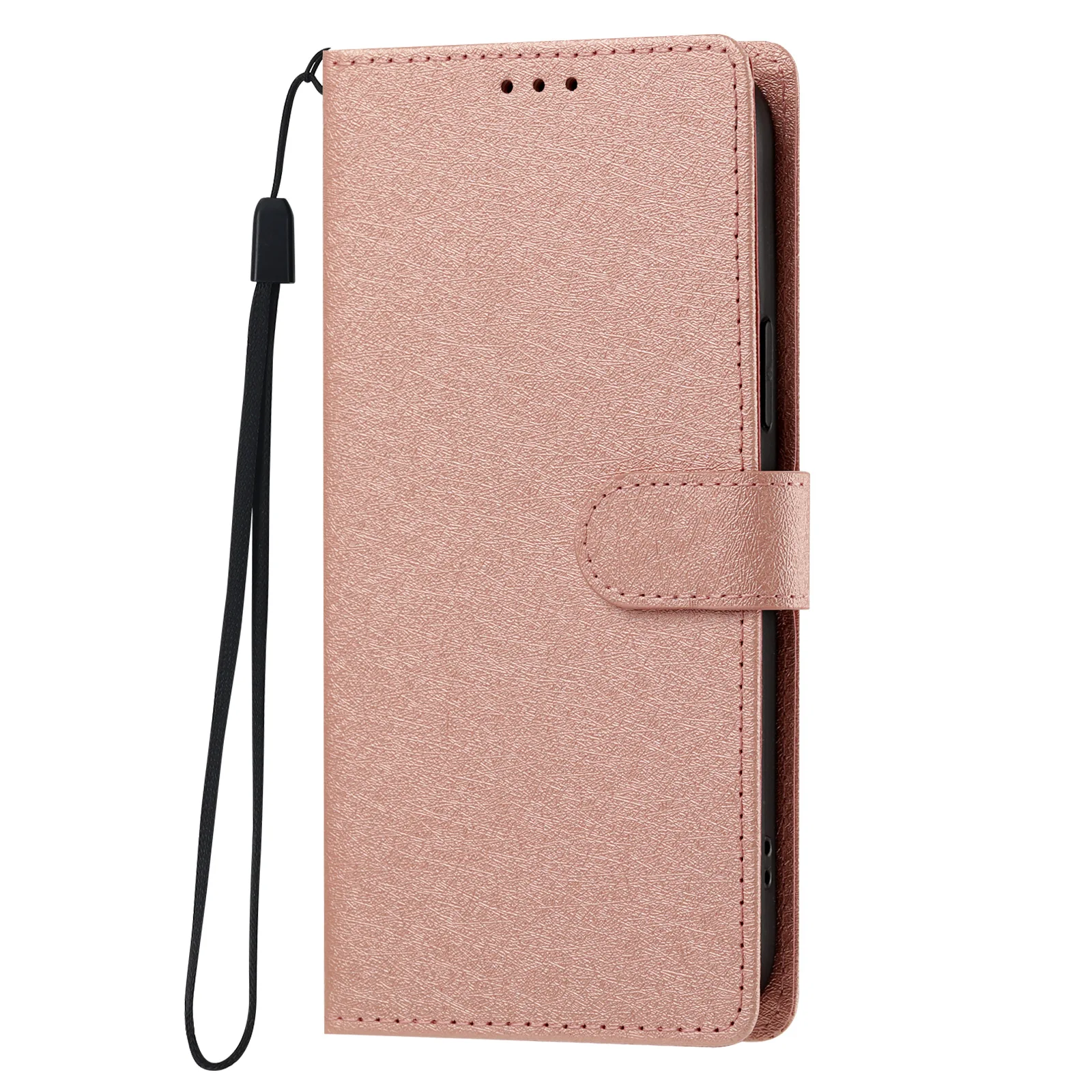 Elegant Leather Magnetic Wallet Phone Case with Card Holder & Kickstand Strap - Book Style Silk Cover
