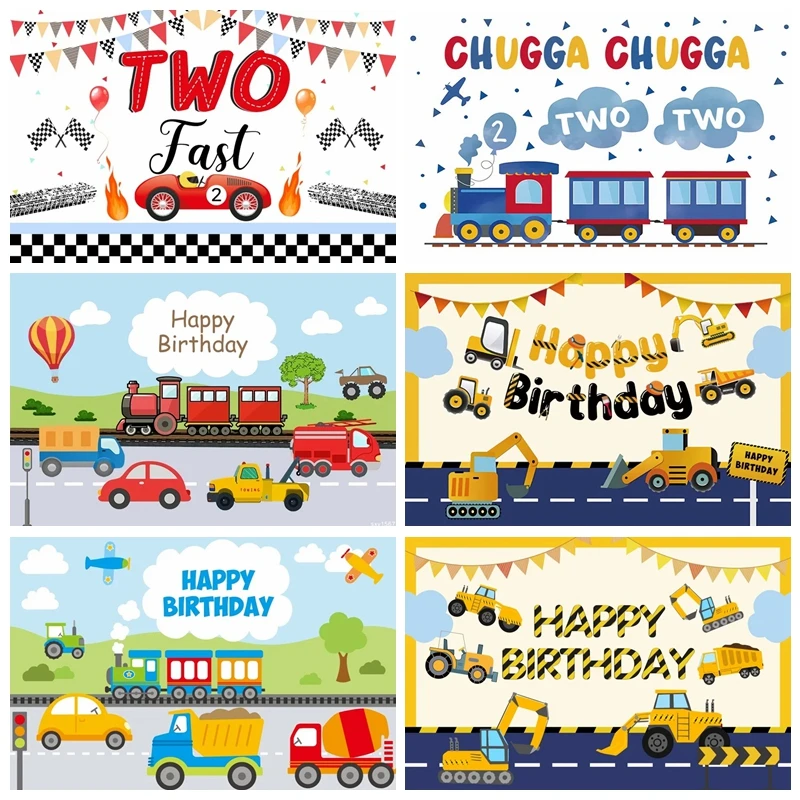 Baby-1st-Birthday-Backdrops-Photography-Cartoon-Cars-Newborn-Baby