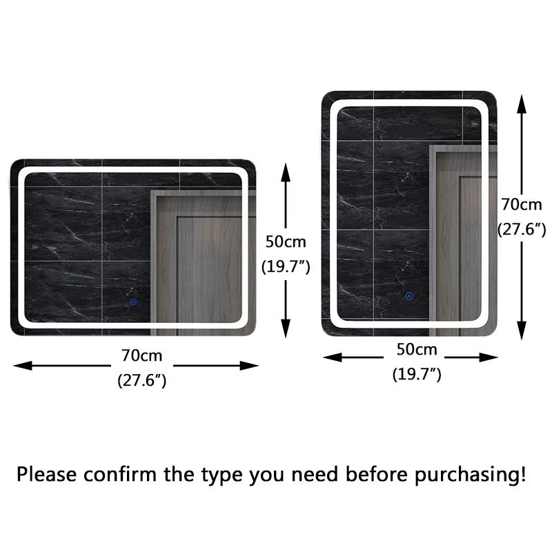 Многофункциональное зеркало для ванной, 50x70 см, 3 дюйма, с сенсорным переключателем яркости