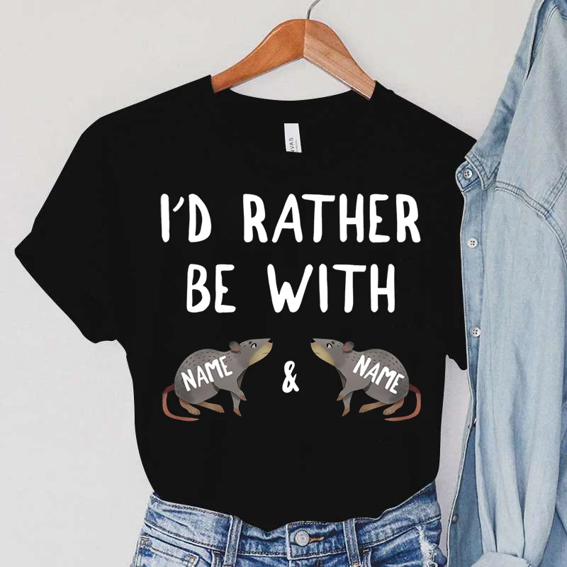 Rat T Shirts Woman Harajuku Animal TShirt Summer I'd Rather Be with
