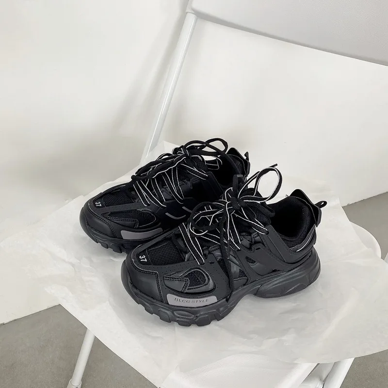 Chunky Running Shoes for Women 2024 Autumn Fashion Lace Up Jogging Trainers Couple Platform Tennis Shoes Zapatillas De Mujer 2