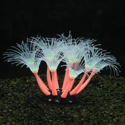 Silicone Glowing Artificial Coral Fish Tank Decorations Glow In The Dark Fake Coral Ornament Aquarium Underwater Decor Plant 1Pc