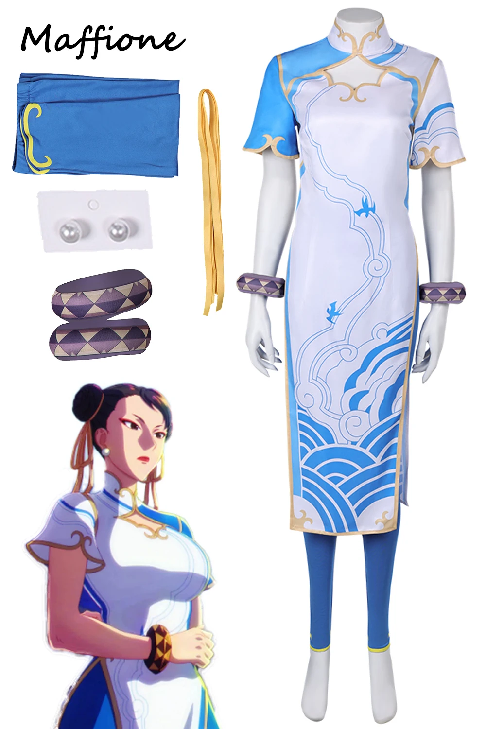 

Chun Li Cosplay Sexy Cheongsam Costume Anime Fighter Game SF 7 Roleplay Outfits Women Female Halloween Party Disguise Suits