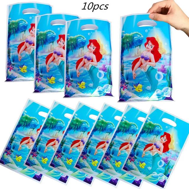 Disney Birthday Party Banner Paper Cup Balloon Table Cloth Little Mermaid Theme Girl