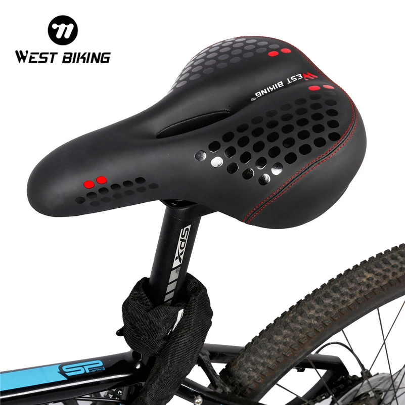 

WEST BIKING Wide Bicycle Mat Cycling Saddle Comfortable Seat Mat MTB Bike Cushion With Warning Taillight Ride Bicycle Saddle