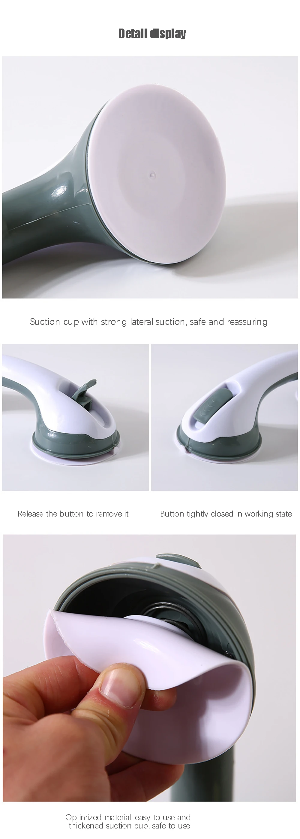 Description Picture 3 of itemBathroom Strong Vacuum Suction Cup Safety Handrails,Vacuum Sucker Handrail Plastics Suction Cup Bath Handle