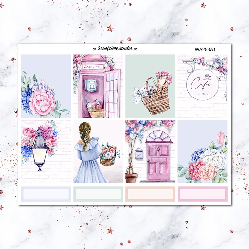 

Romantic flower cute stickers Stationery Stickers Plan label Decorative Sticker DIY diary ERIN CONDREN Stickers School Supplies