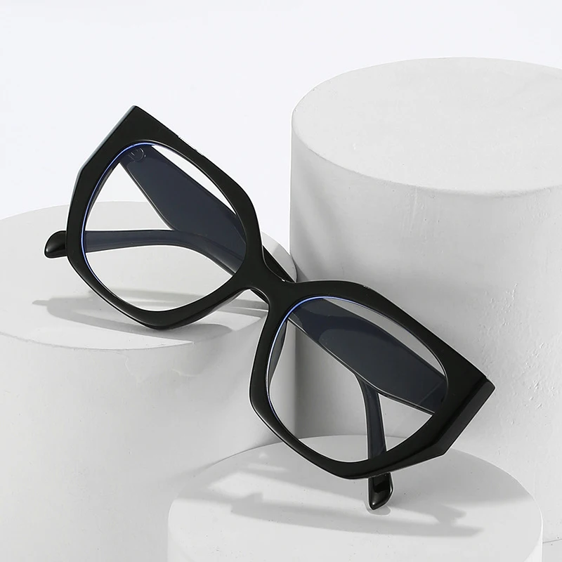 Women Glasses Vintage Polygon Cat Eye Fashion Clear Anti-Blu-Ray Lens Optical Double Color Frame Anti Blue Light Anti Radiation Eyewear Frames