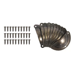40Mm Hole Centers Vintage Style Cup Shell Drawer Pull Handle Bronze Tone 10Pcs