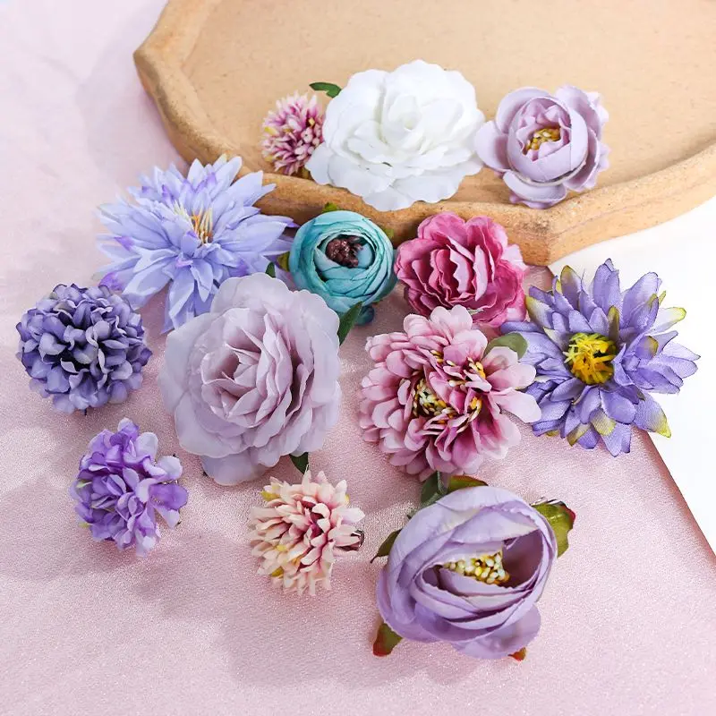 Fiori artificiali misti multicolori Rosa di seta Fiori finti per la decorazione domestica Decorazione di nozze Accessorio per bouquet di ghirlande artigianali fai-da-te  15
