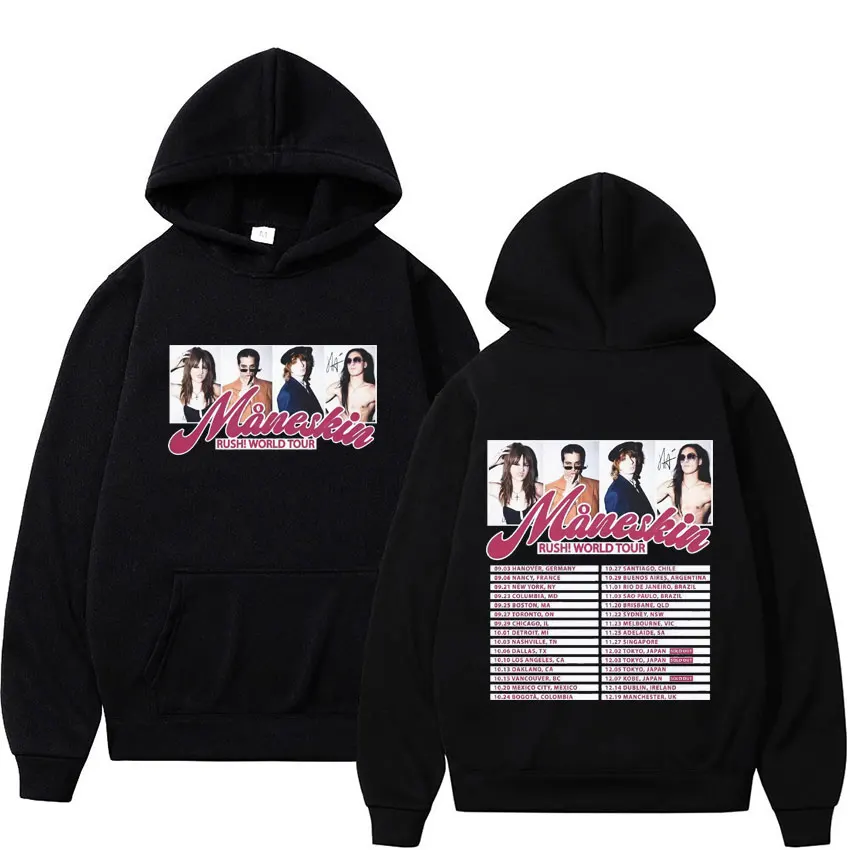 

2023 Rock Band Maneskin Rush! World Tour Concert Hoodies Men's Women Clothing Fashion Sweatshirts Hip Hop Punk Hoodie Streetwear
