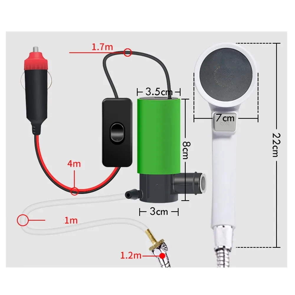 Portable Outdoor Camping Bath Shower Faucet Set 12V Car Electric Pump Washer bathroom shower faucet set