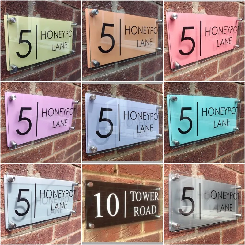 300*140mm Customized Transparent Acrylic House Number Plaques Sign