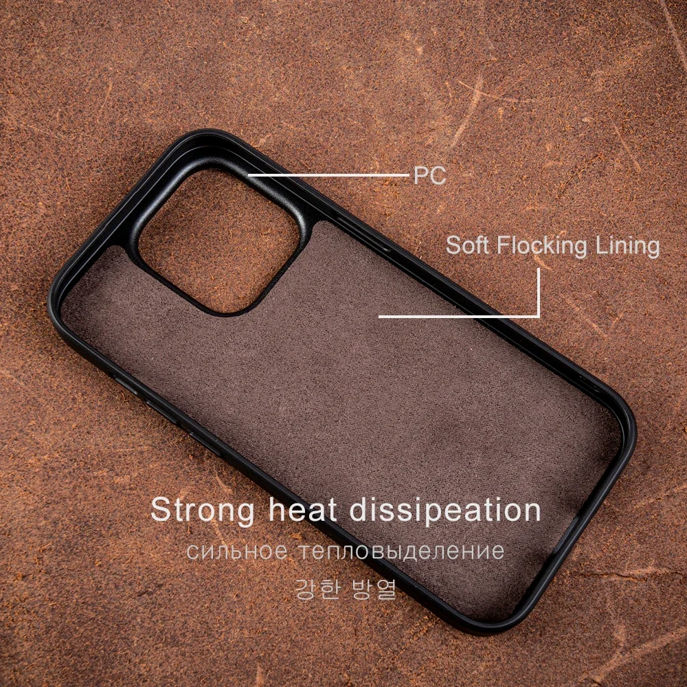 Premium Genuine Leather Cowhide Phone Case - Elegant Protective Back Shell Cover