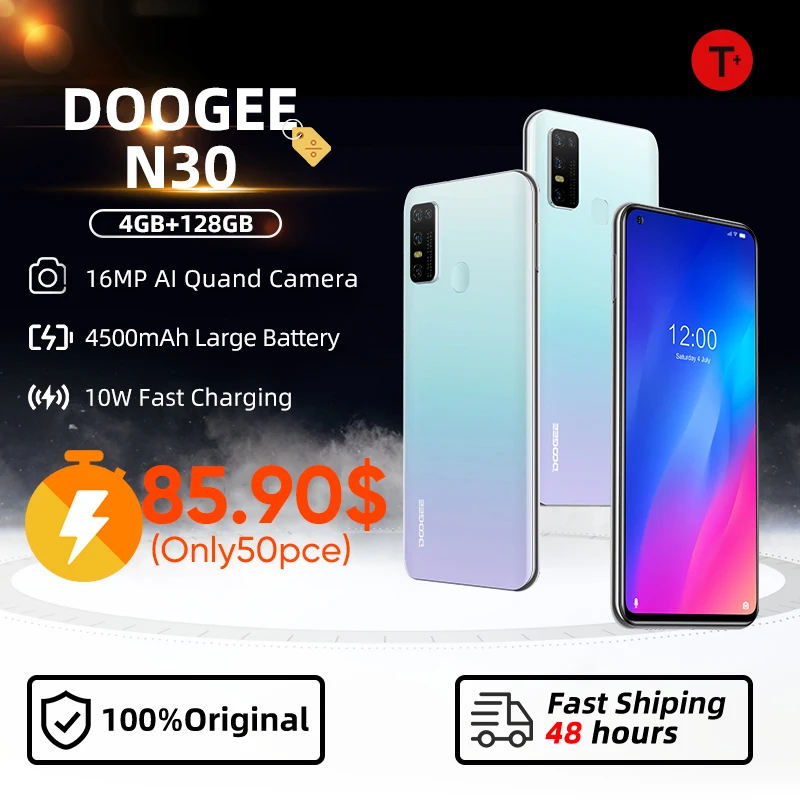 Смартфон DOOGEE N30 с глобальной версией 16 Мп 128 ГБ 8 ядер 4500 мАч |