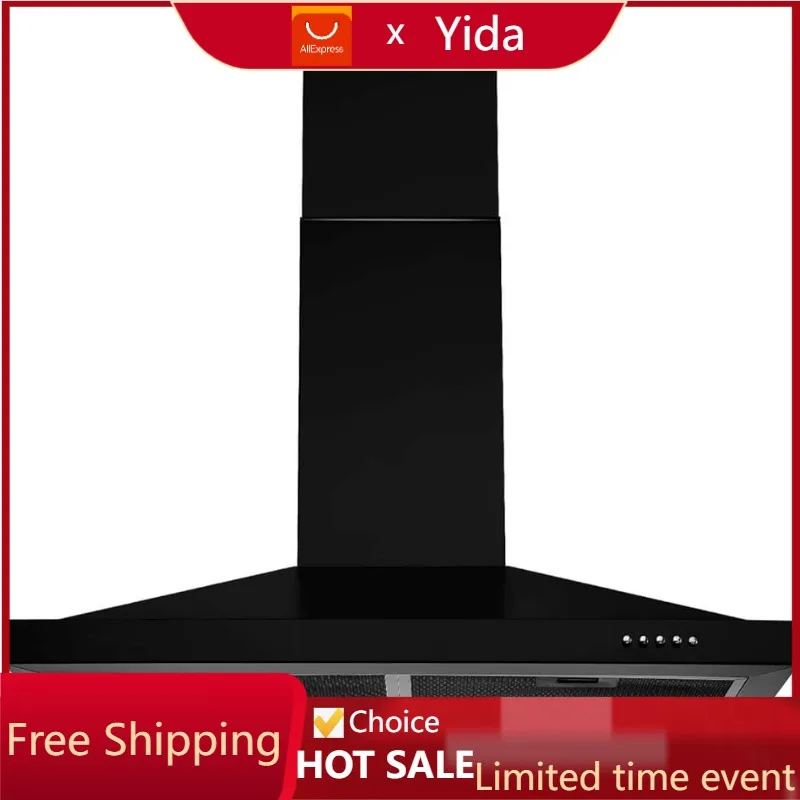 

SNDOAS Black Range Hood 24 inch,Black Vent Hood,Stainless Steel Chimney-Style 24 inch Range Hood,Ductless Range Hood