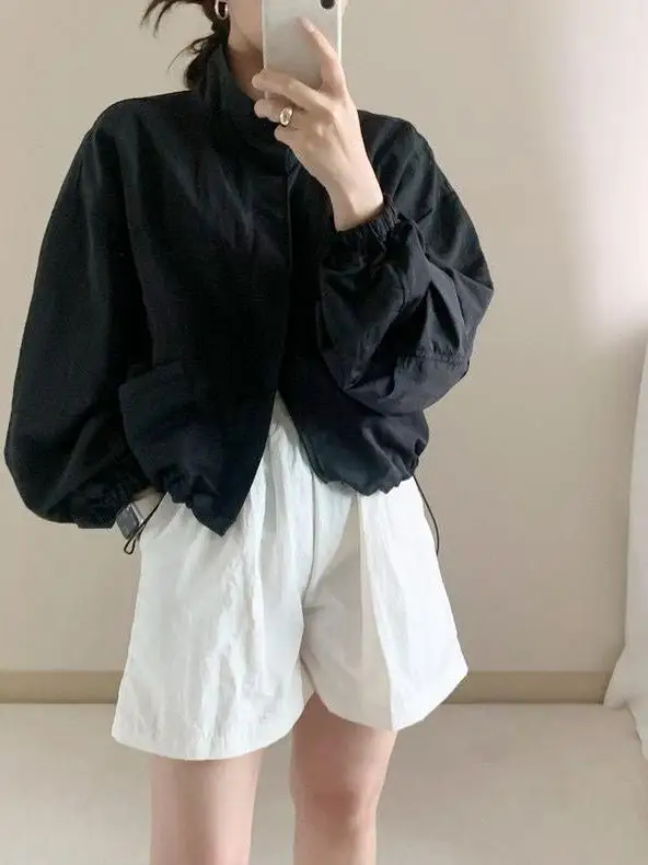 Women Jackets Office Wear Woman Ladies Simple Slim-Fit Pure Front Pocket Button Versatile Solid Color Autumn Winter Warm Basic - 3