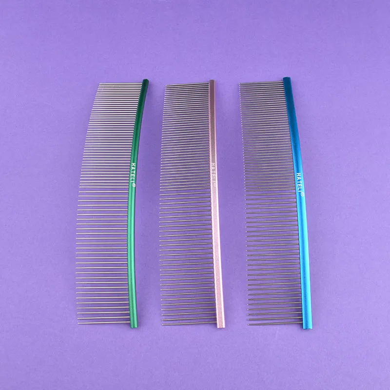 Curved Stainless Steel Combs Professional Pet Grooming Dense Sparse Teeth Dog Cat Cleaning Brush Open Knot Comb_voghion.com
