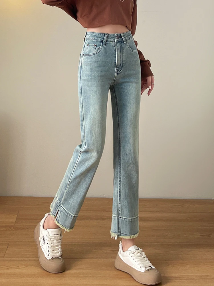 

Y2k jeans women korean reviews many clothes jeans for women denim pants dongdaemun trousers Bootcut high waist Frayed Raw baggy