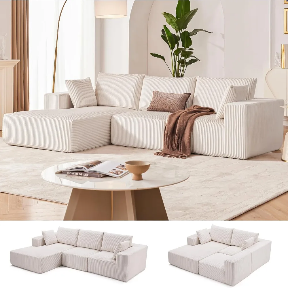 108” Modular Sectional Sofa, Cloud Sectional Couch with Deep Seat, Modern Modular L-Shape Sofa Couch with Chaise,Upholstered Cou 1