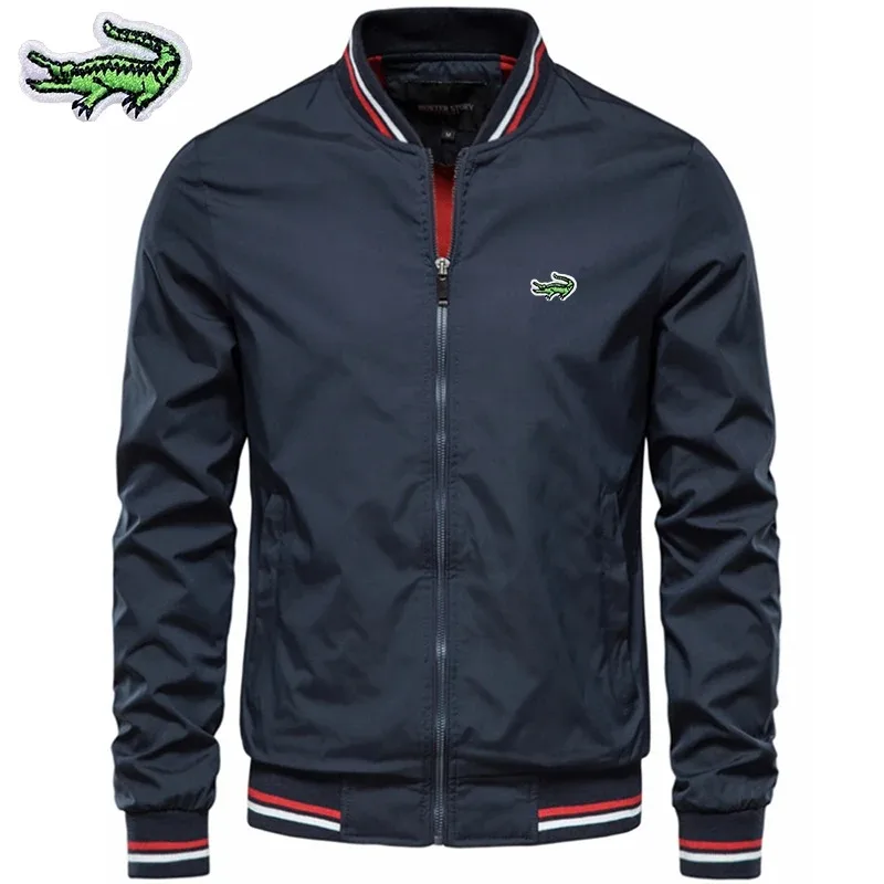 Men's Business Casual Fashion Jacket 2024 New Embroidery CARTELO Stand Collar Zipper Jacket Outdoor Sports Coat Windbreaker