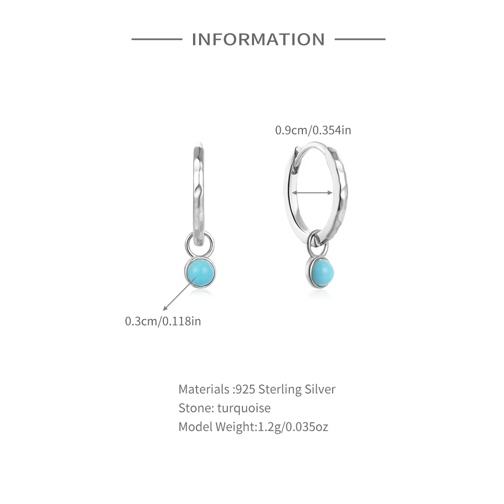 Aide 925 Sterling Silver Turquoise Drop Ear Buckle Gold Hoops Earrings For Women Minimalist Fine Jewelry Trendy Pendientes Gift 2
