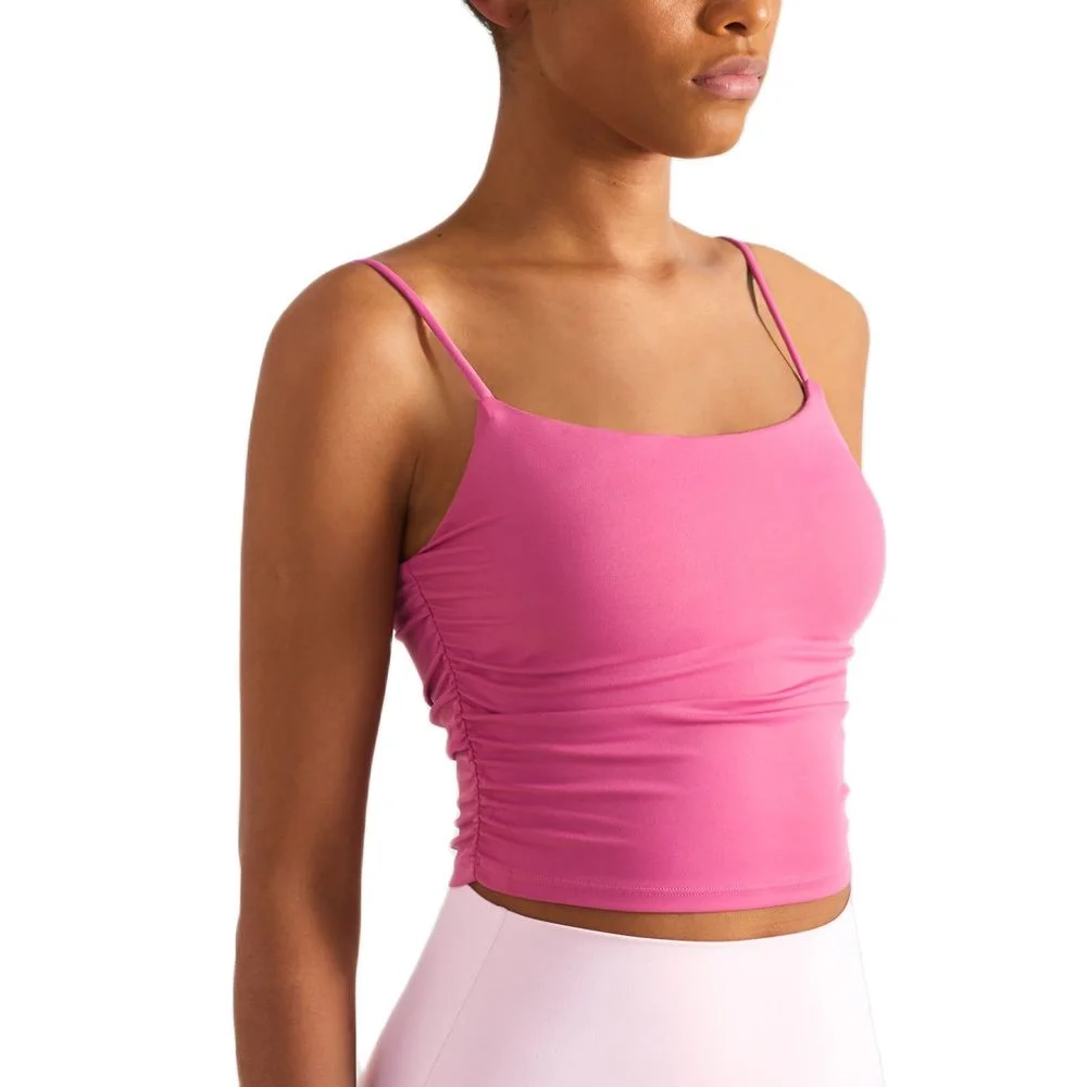 

MYS Women Yoga Gym Vest Fitness Crop Top Sports Bra Thin Shoulder Strap Elastic Breathable Exercise Camisole Workout Underwear