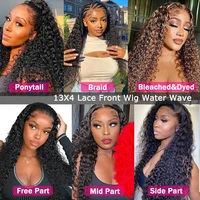 Perruque Lace Front Water Wave prête à porter sans colle, avec dentelle HD 13x4 13x6, cheveux humains bouclés crépus, et fermeture en dentelle 4x4 6