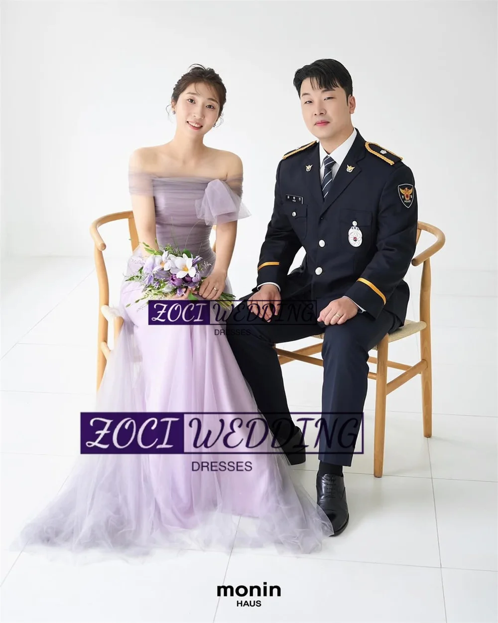Zoci Violet Strapless Mermaid Korea Wedding Dresses Off Shoulder Bride Party Dress Customized Corset Bridal Gown Photos Shoot 2