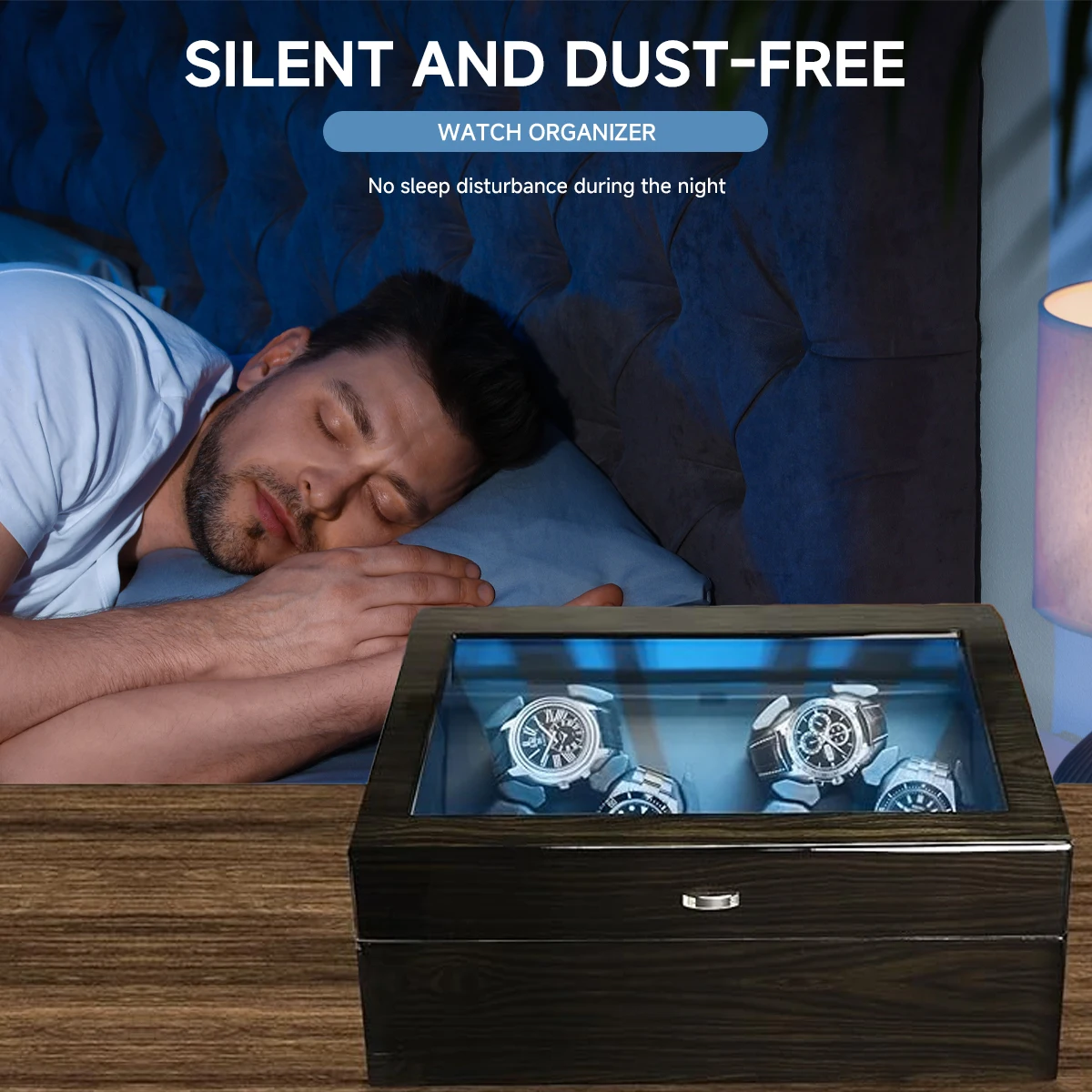 Watch Winders Box for Automatic Watches 6 watch Rotate Stand Automatic Watches Built-in LED Light Ultra Quiet Motor