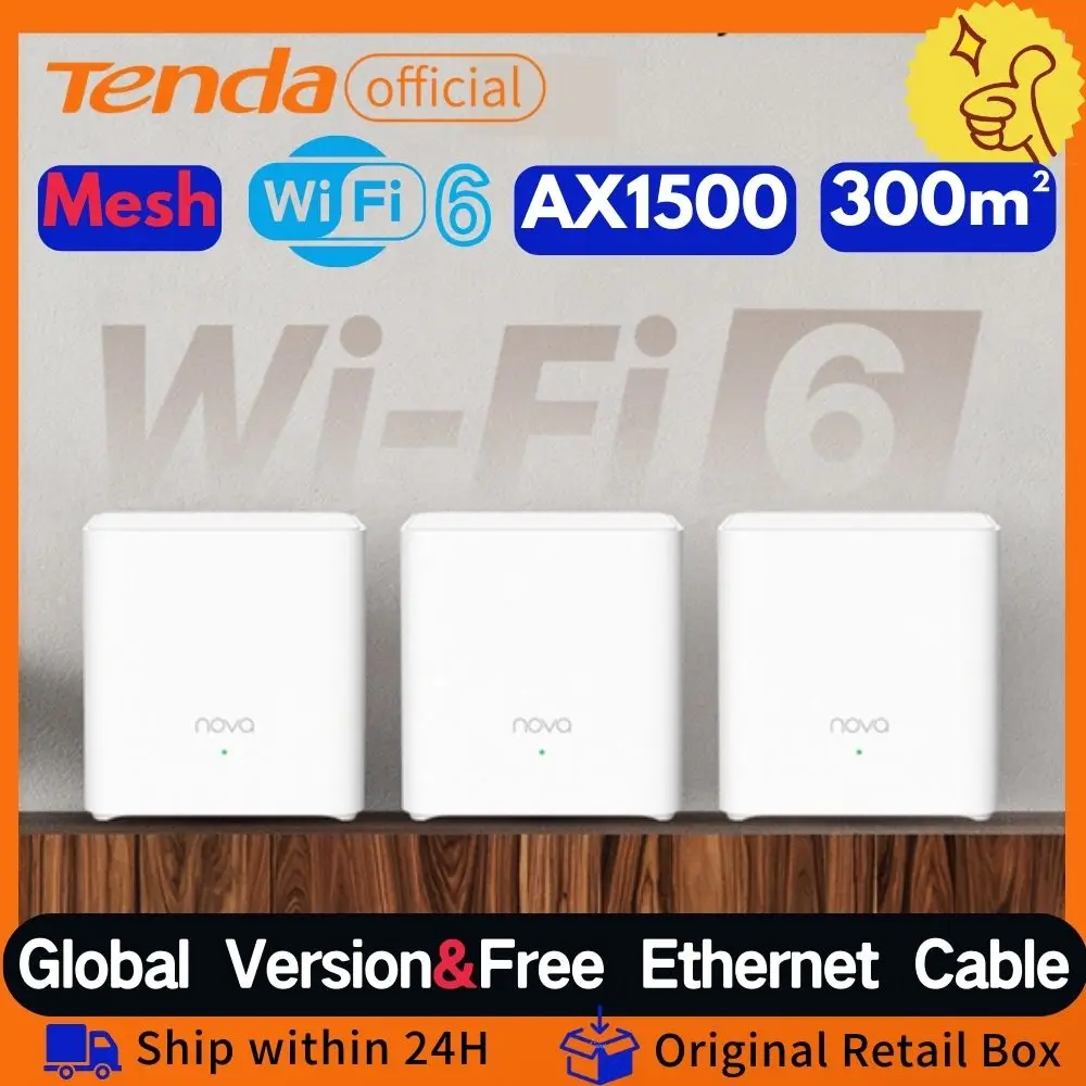 AX1500 Mesh WiFi 6 Router Tenda Mesh MX3 WiFi6 Gigabit WIFI Router 2.4G 5G  Dual-Band Whole home wifi mesh Cover 3500sq.ft