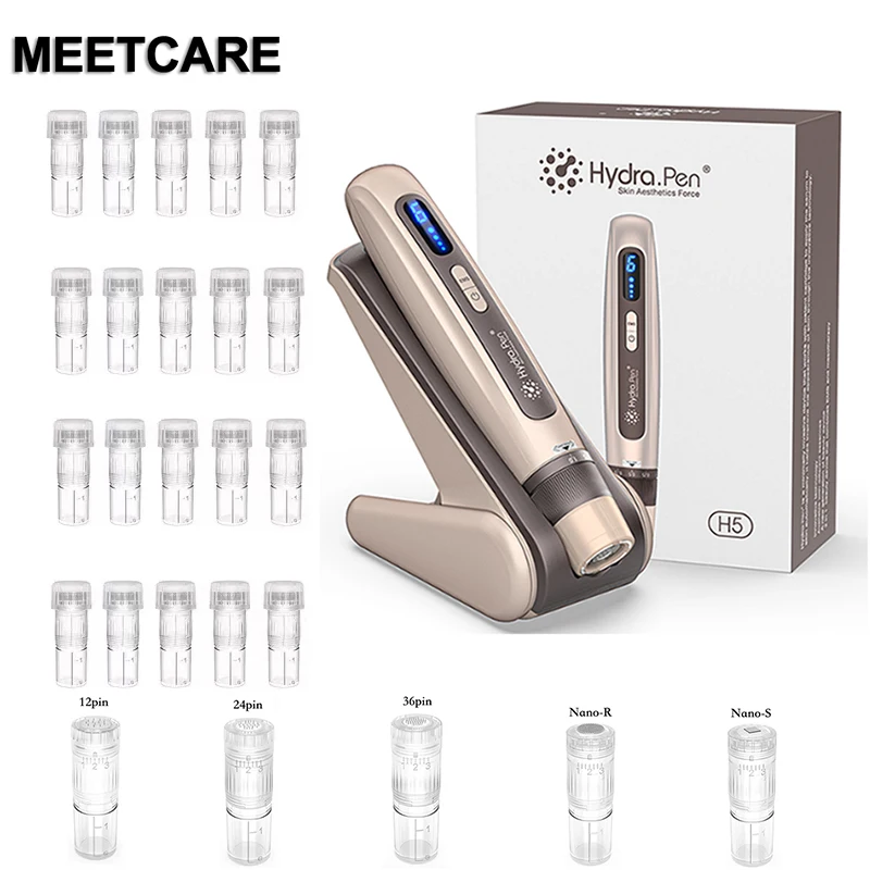 Microneedling Derma Pen Hydra Pen H5 Derma Microneedle Pen 4-pole EMS Microcurrent Mesotherapy Automatical Serum Applicator Repair Skin Beauty Tool
