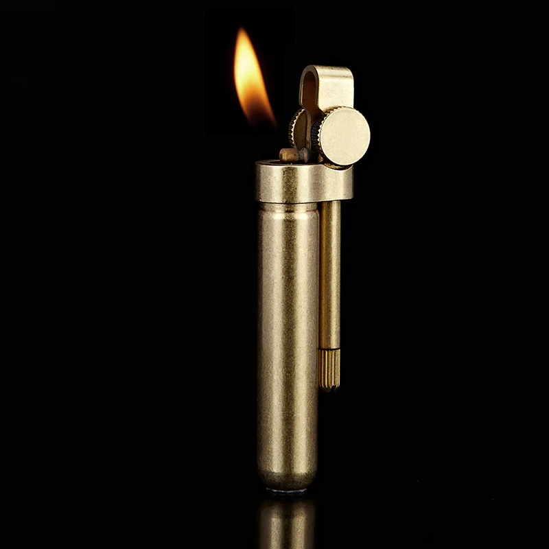 

Unusual Vintage Three Trident Pure Brass Flame Flint Kerosene Lighter Cigarette Smoking Accessories Lighter Gadgets For Men
