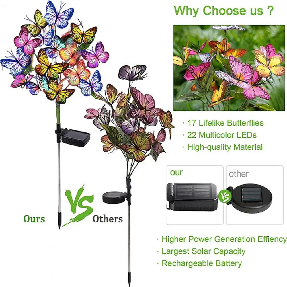 

Outdoor Garden Decoration Light Ip65 Waterproof Solar Lamp Weather-resistant Butterflies Solar Lamp Ip65 Waterproof for Outdoor