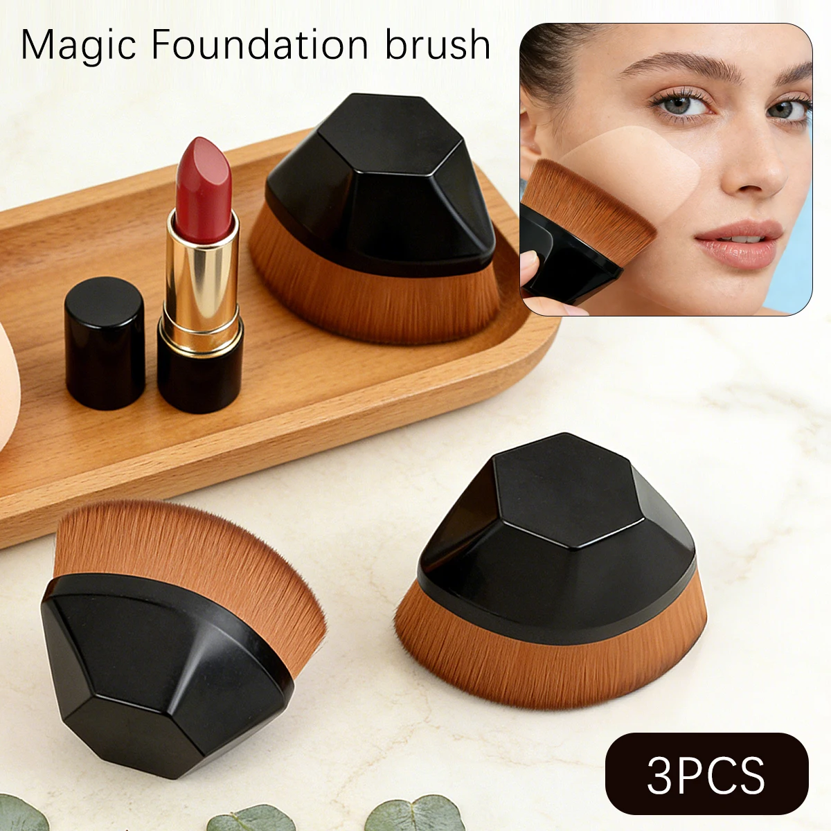 فرش مكياج الوجه الناعمة المكونة من 3 قطع لكريم الأ...