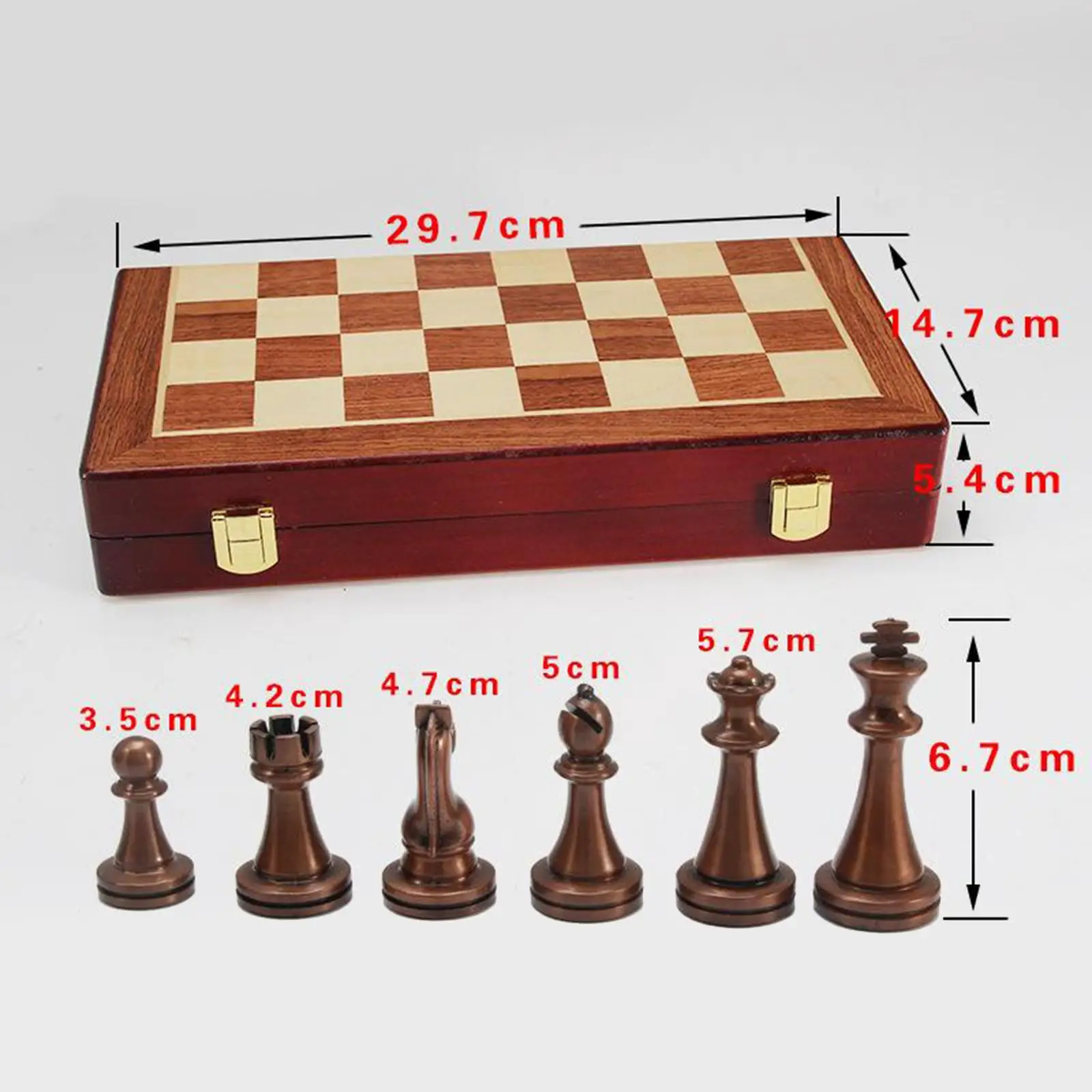 Elegant Metal Chess Set with Folding Chessboard Storage Board 